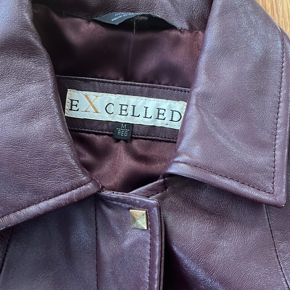 Amazing y2k vintage dark plum leather jacket with pockets and brass snaps - Picture 3 of 7